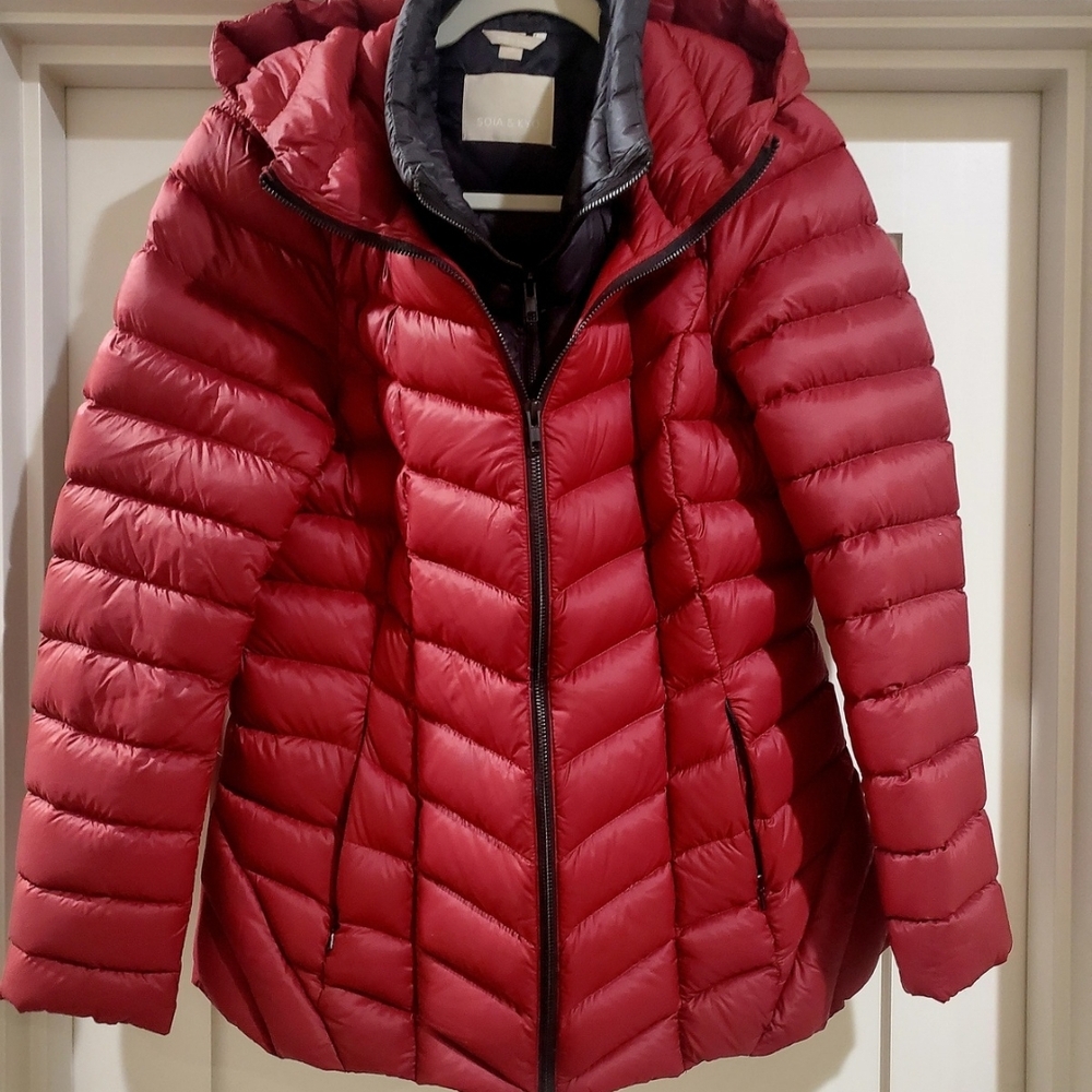 Soia & Kyo Crimson Red Puffer Down Jacket Women's - Picture 2 of 13